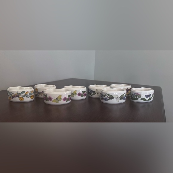 Portmeirion Botanic Garden Set Of 8 Napkins Holders Rings Vintage Made England - Picture 1 of 8